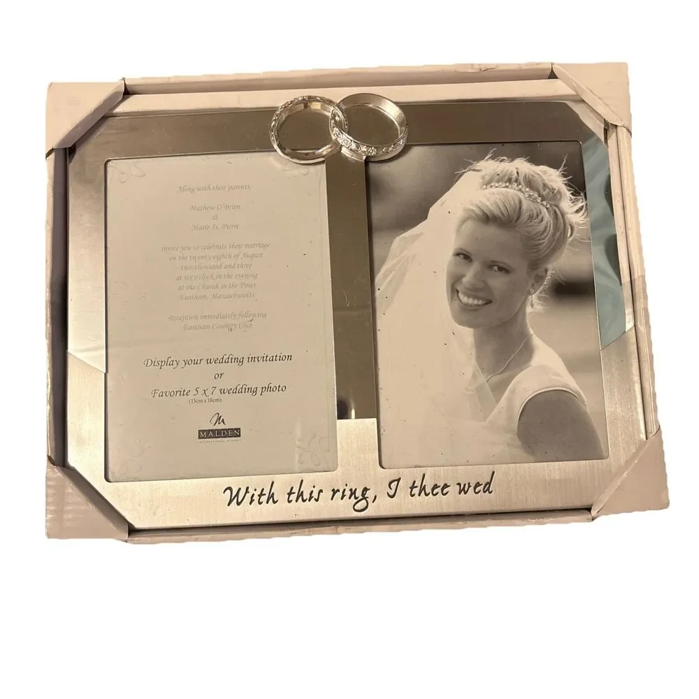 With This Ring, I Thee Wed 2-Opening 5x7 Wedding Invitation Photo Frame